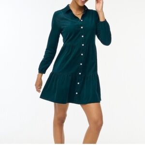 Jcrew Factory Green Corduroy collared mini shirtdress Size 6